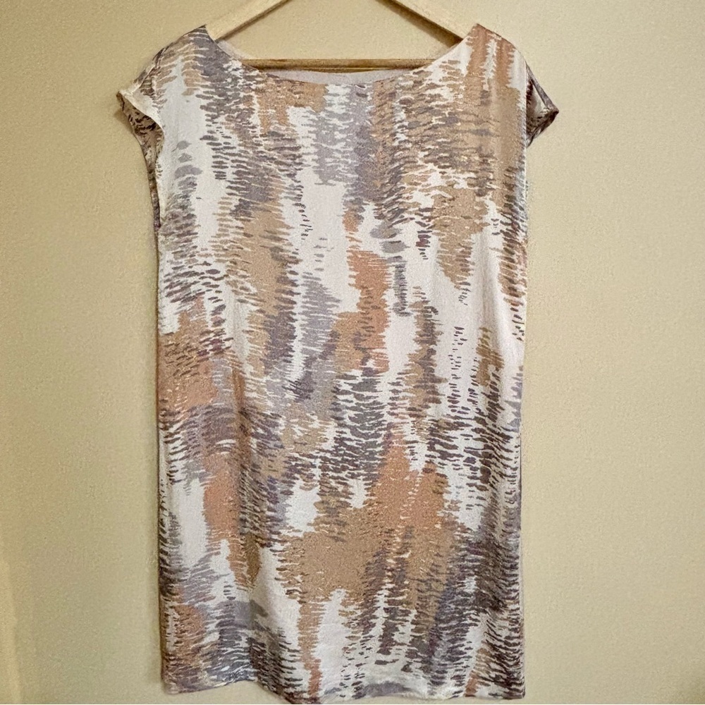 Club Monaco Beige and Gray Abstract Dress